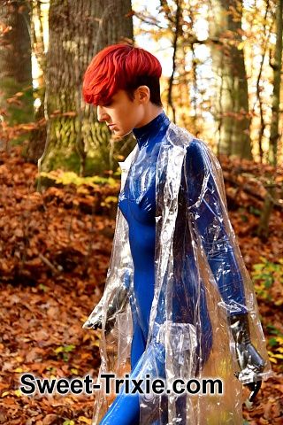 Plastic raincoat in the forest