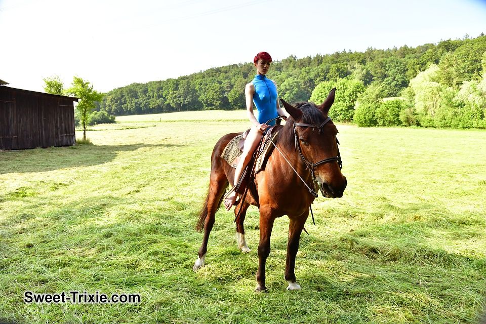 Riding in a leotard